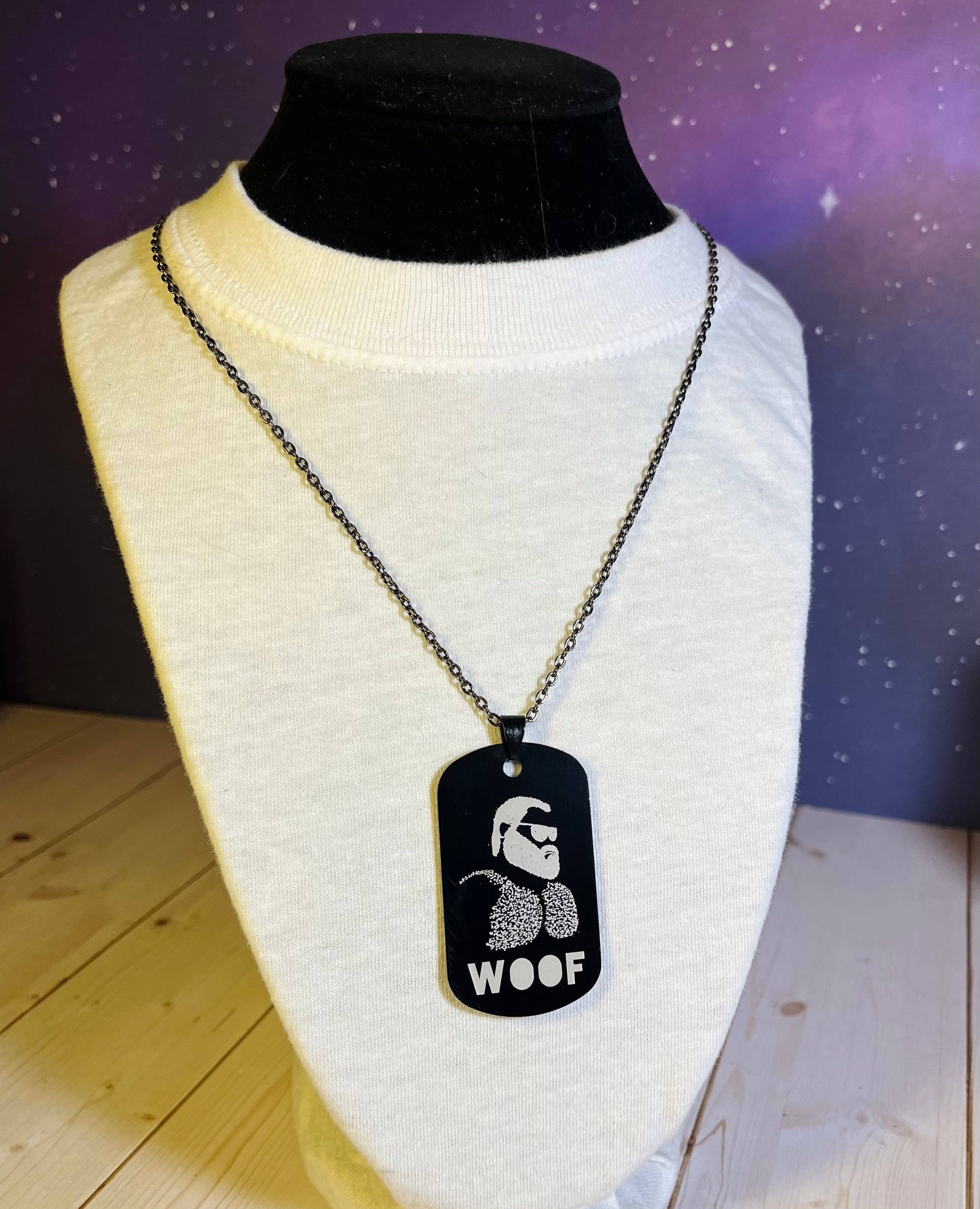 Woof Daddy Original Art dog tag.