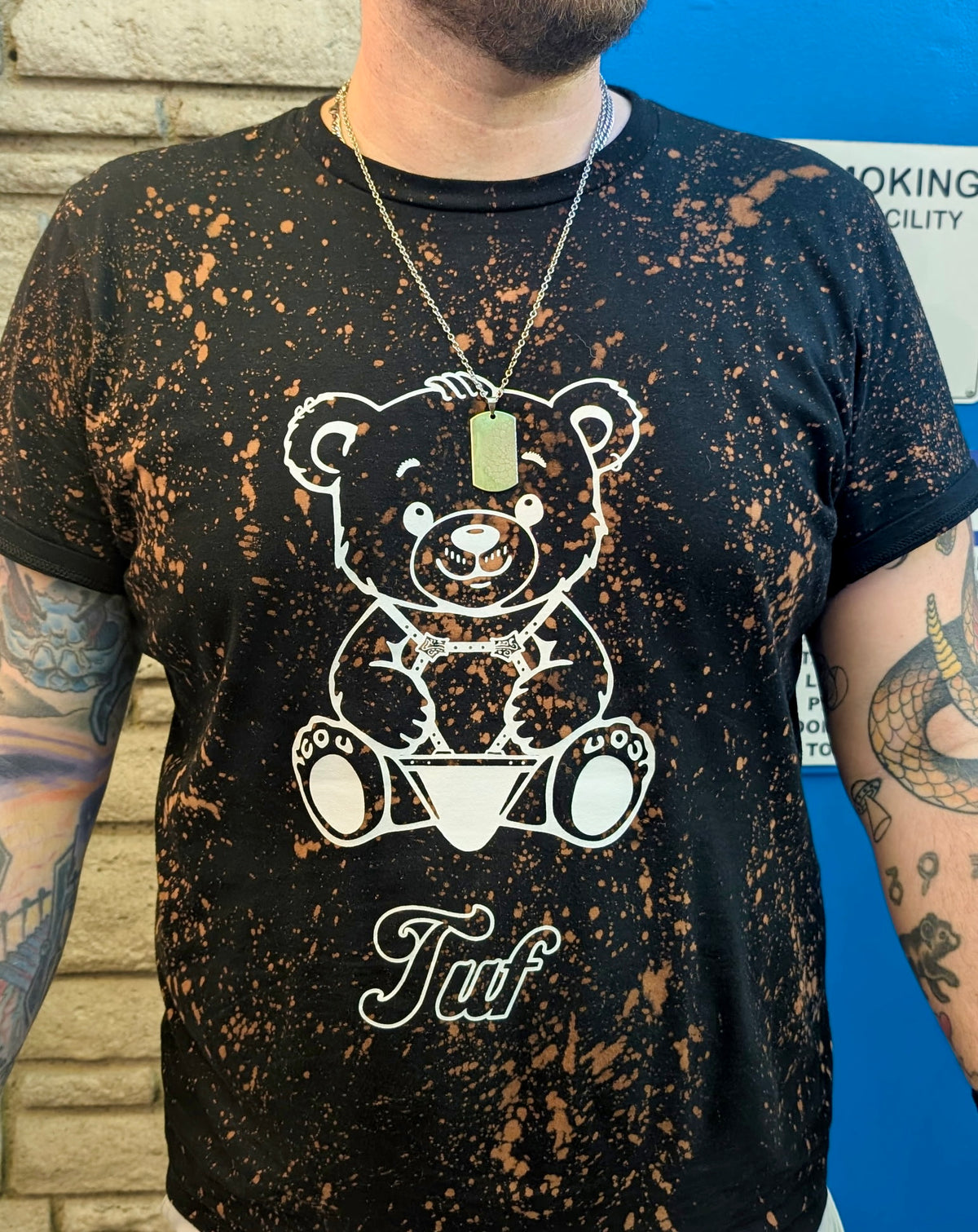 Leather Bear Tuf Black Tie Dye T