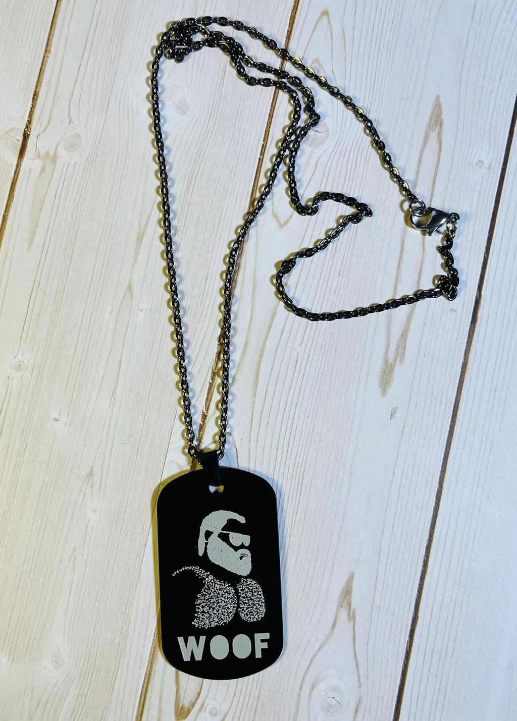 Woof Daddy Original Art dog tag.