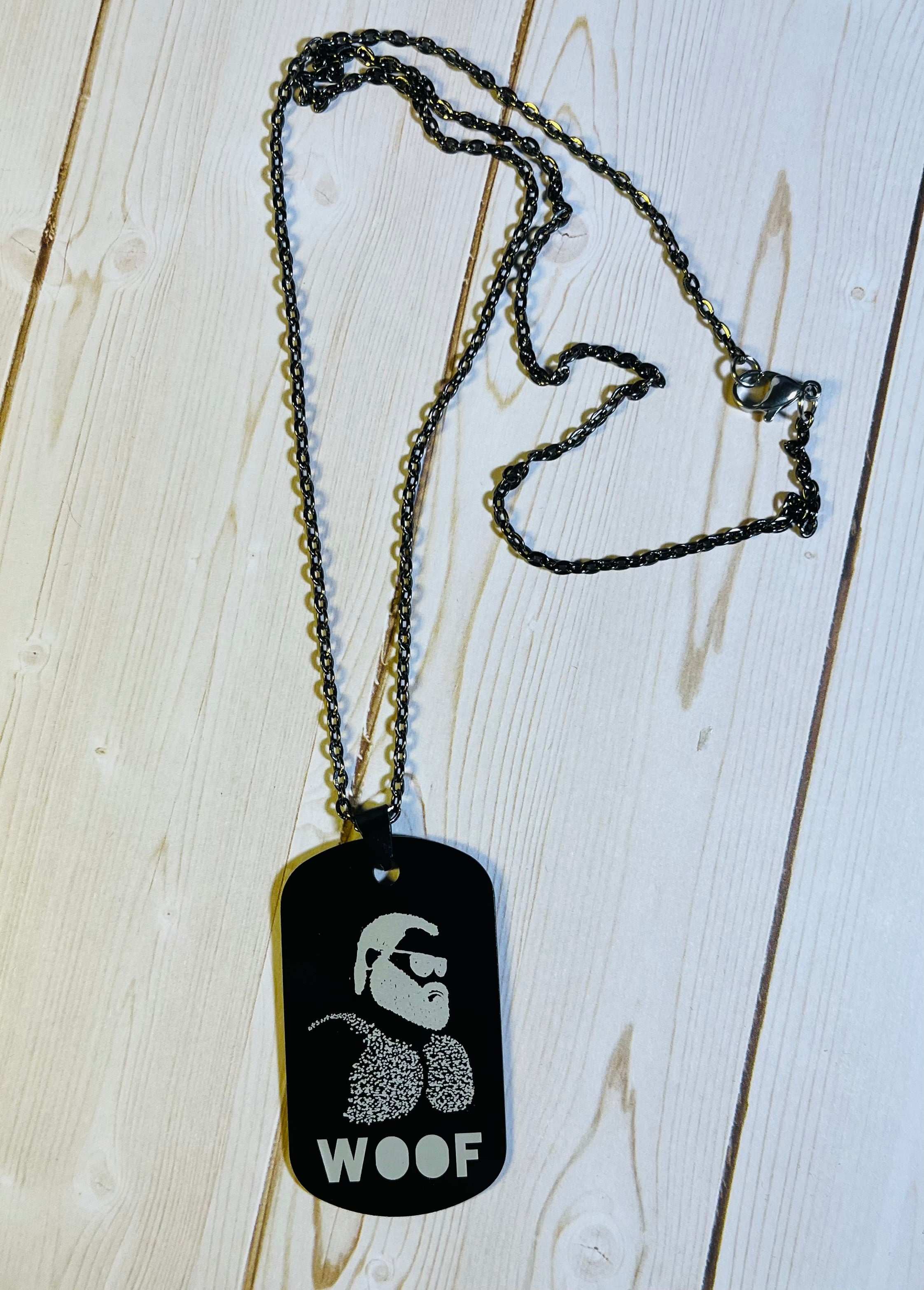Woof Daddy Original Art dog tag.