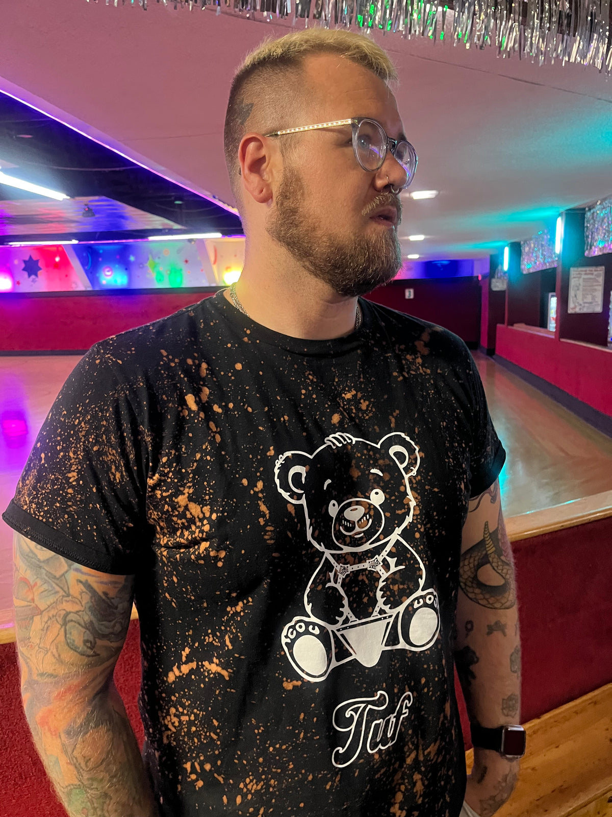 Leather Bear Tuf Black Tie Dye T